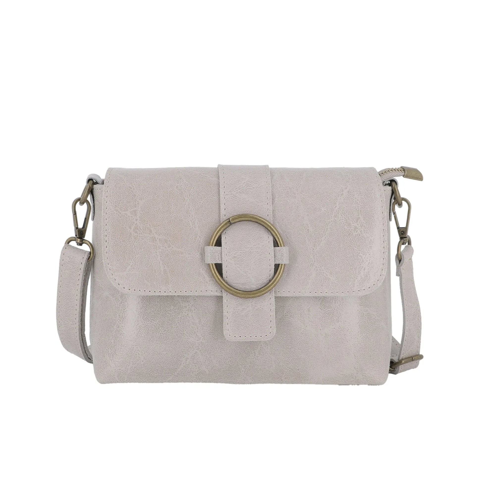 Vue principale du Sac bandoulière cuir lisse irisé boucle vintage Beige en Cuir couleur BEIGE.
