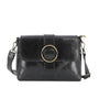 Vue principale du Sac bandoulière cuir lisse irisé boucle vintage Noir en Cuir couleur NOIR.