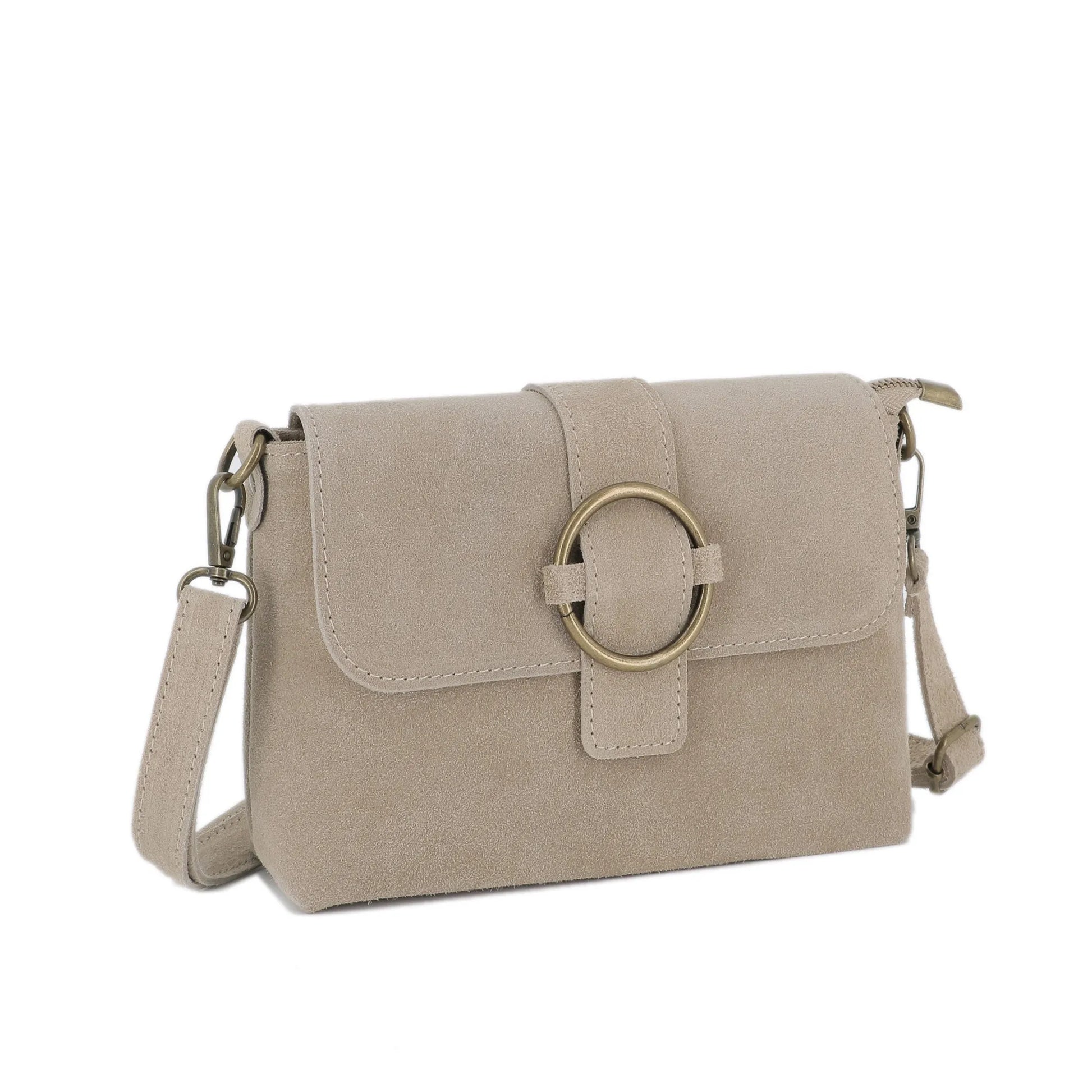 Vue 2 du Sac bandoulière cuir suédine boucle vintage Beige en Cuir couleur BEIGE - Detail.