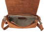Vue 4 du Sac bandoulière cuir suédine boucle vintage Cognac en Cuir couleur COGNAC - Detail.