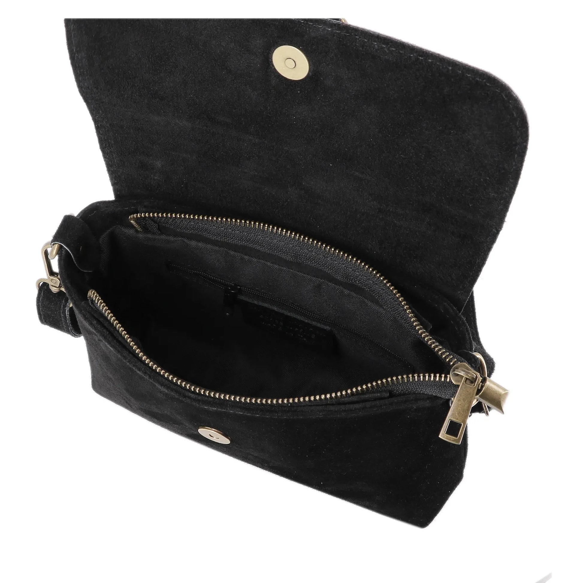 Vue 4 du Sac bandoulière cuir suédine boucle vintage Noir en Cuir couleur NOIR - Detail.