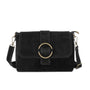 Vue principale du Sac bandoulière cuir suédine boucle vintage Noir en Cuir couleur NOIR.