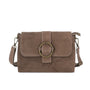 Vue principale du Sac bandoulière cuir suédine boucle vintage Taupe en Cuir couleur TAUPE.