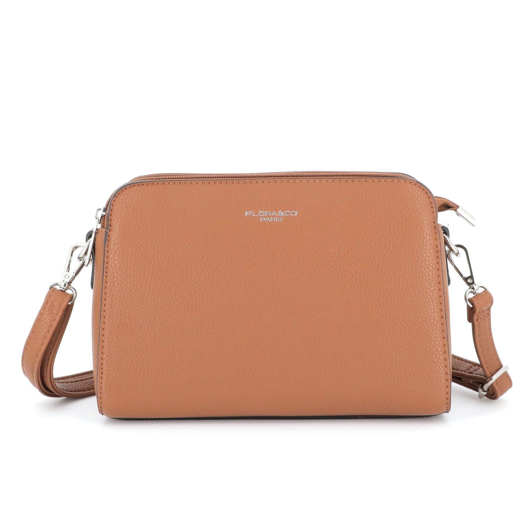 Flora & co Sac Bandoulière Femme Multipoches Camel