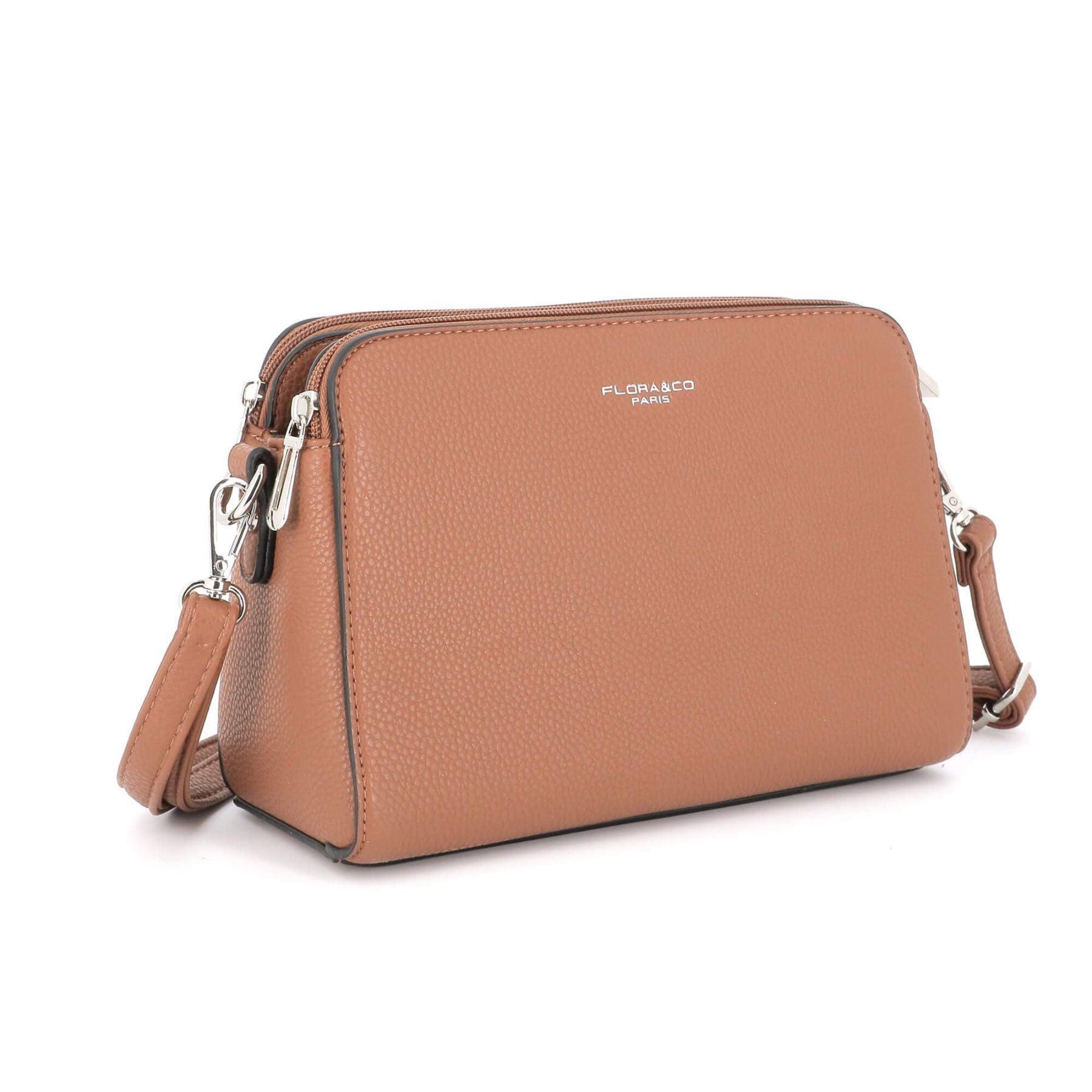 Flora & co Sac Bandoulière Femme Multipoches Camel