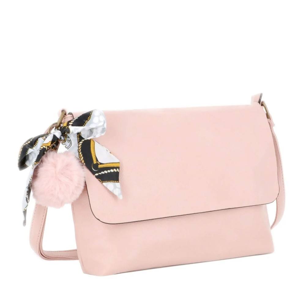 Flora & co Sac Bandoulière Souple Pompon Foulard rose