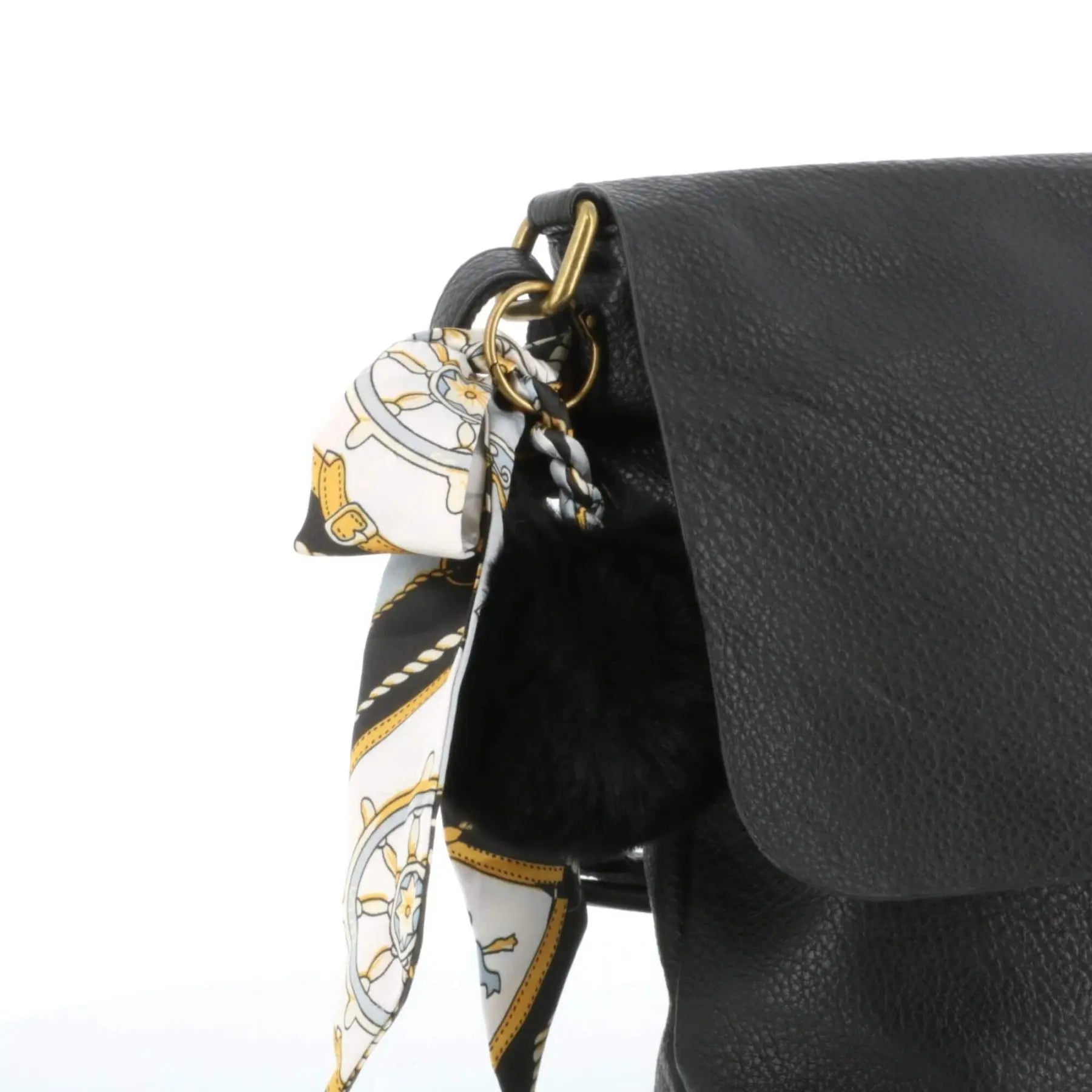 Flora & co Sac Bandoulière Souple Pompon Foulard noir