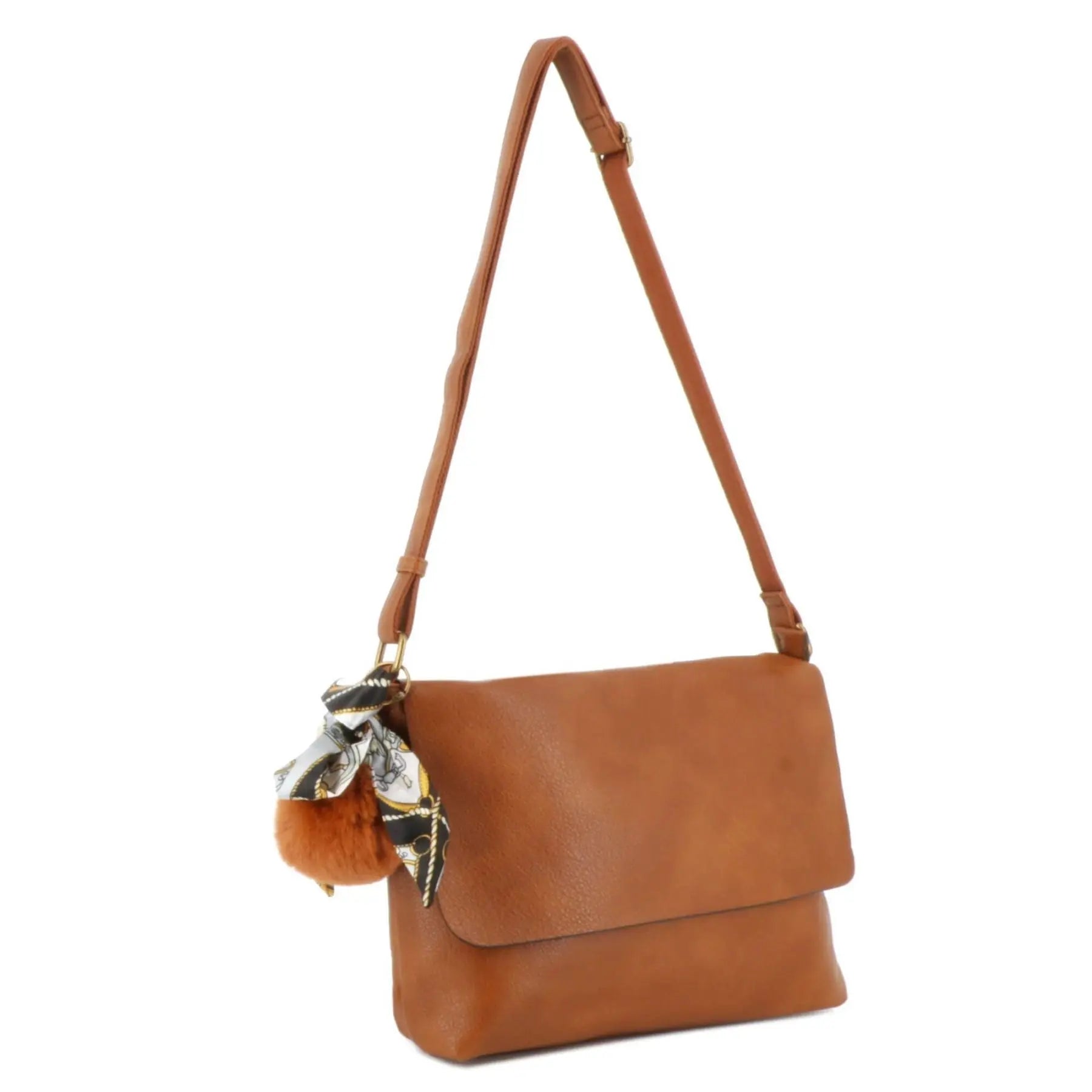 Flora & co Sac Bandoulière Souple Pompon Foulard camel