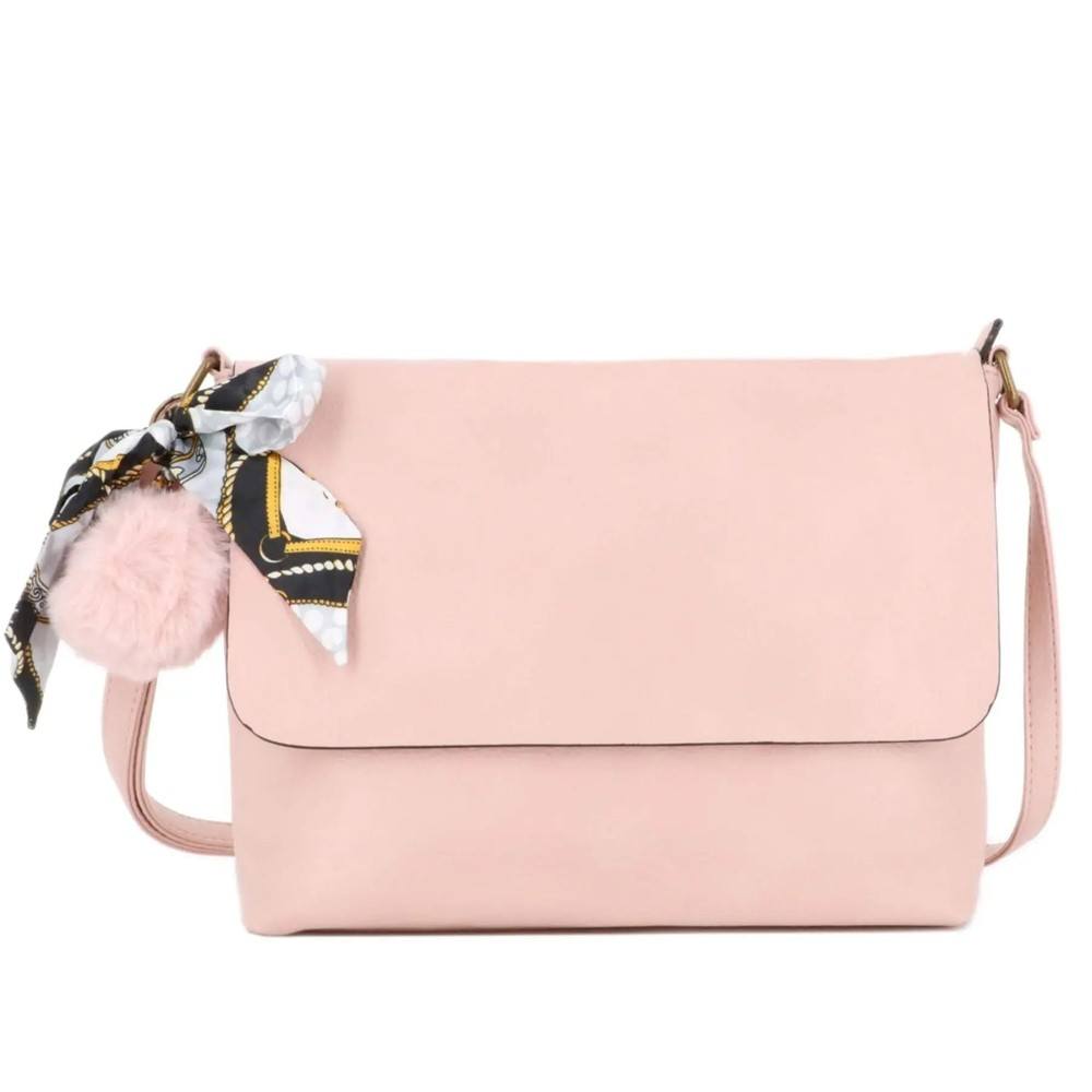 Flora & co Sac Bandoulière Souple Pompon Foulard rose