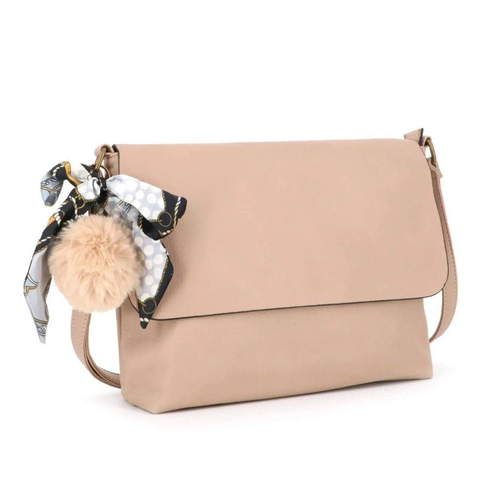 Flora & co Sac Bandoulière Souple Pompon Foulard beige