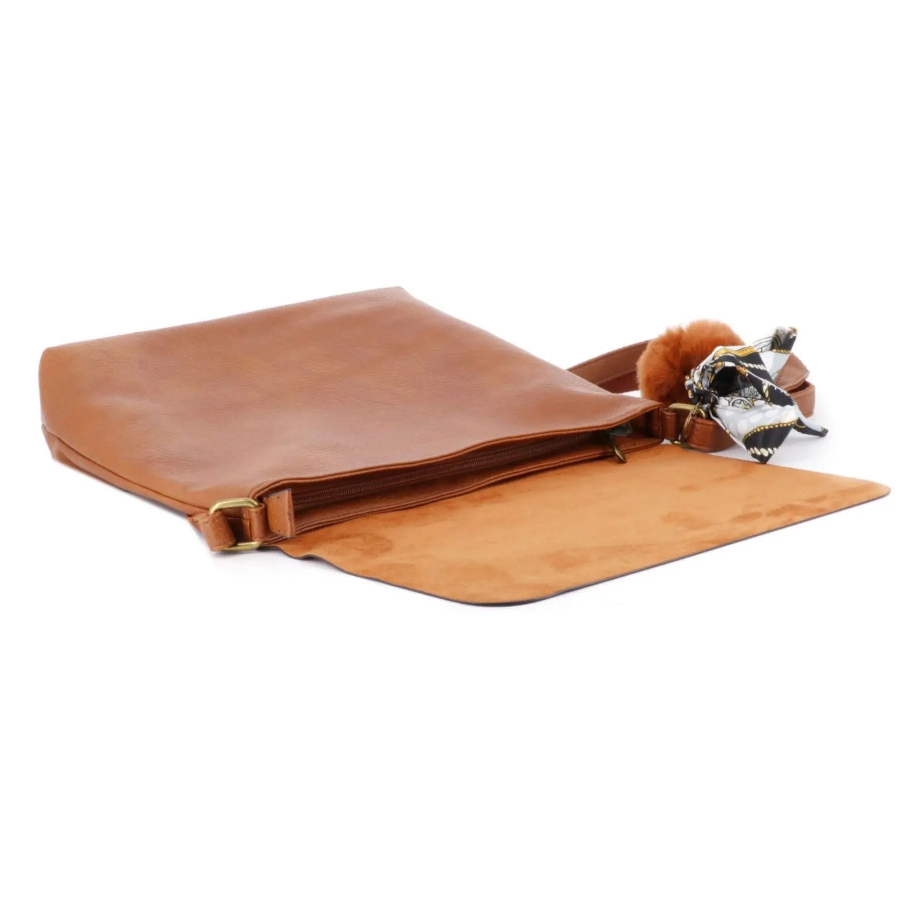 Flora & co Sac Bandoulière Souple Pompon Foulard camel