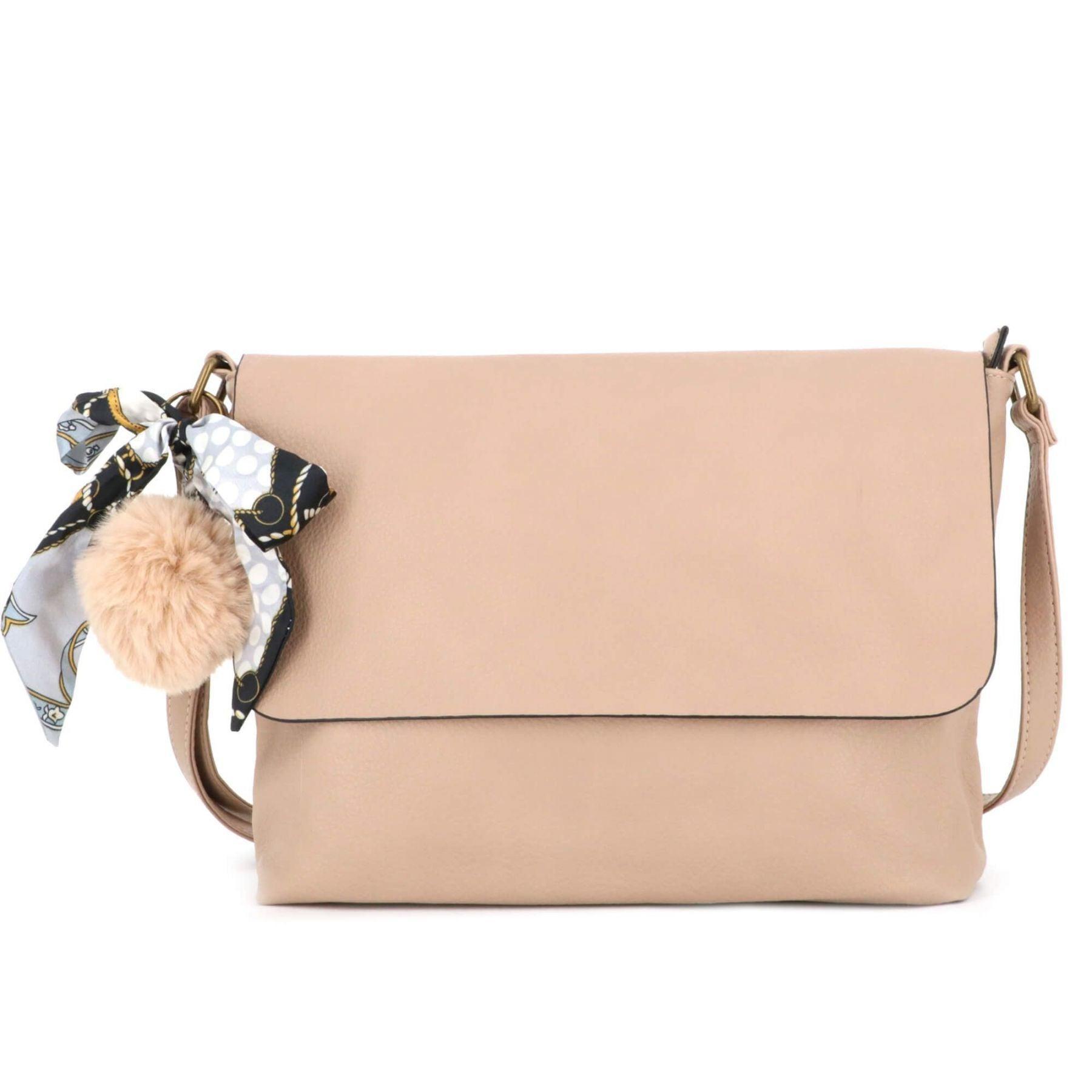 Flora & co Sac Bandoulière Souple Pompon Foulard Beige