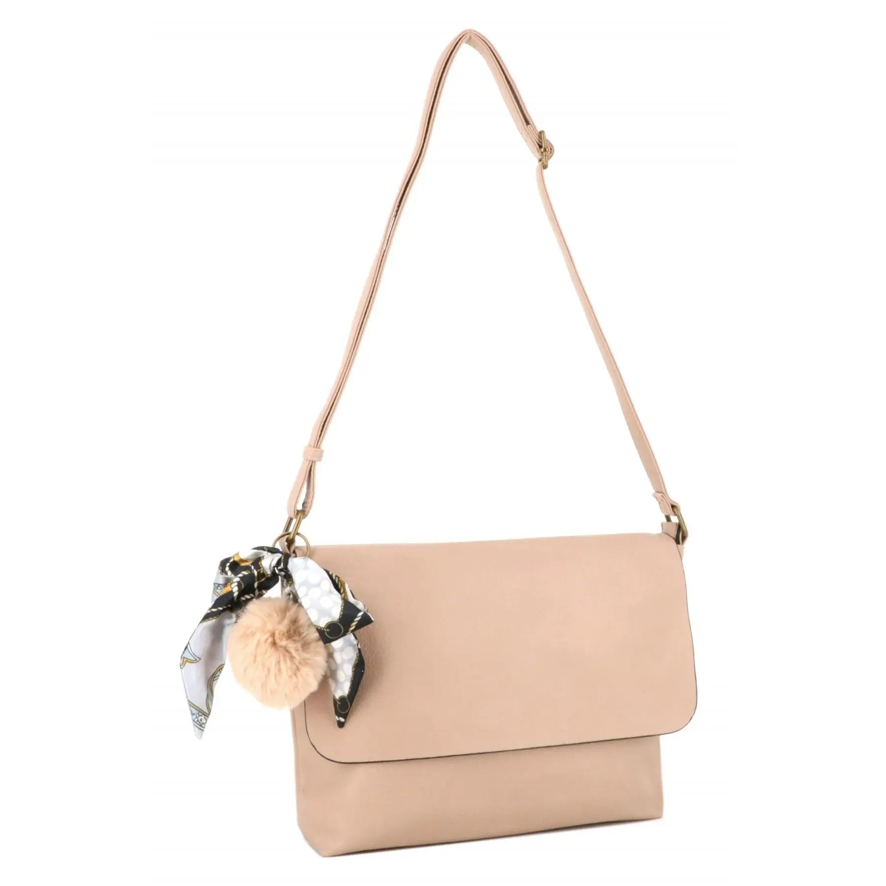 Flora & co Sac Bandoulière Souple Pompon Foulard beige