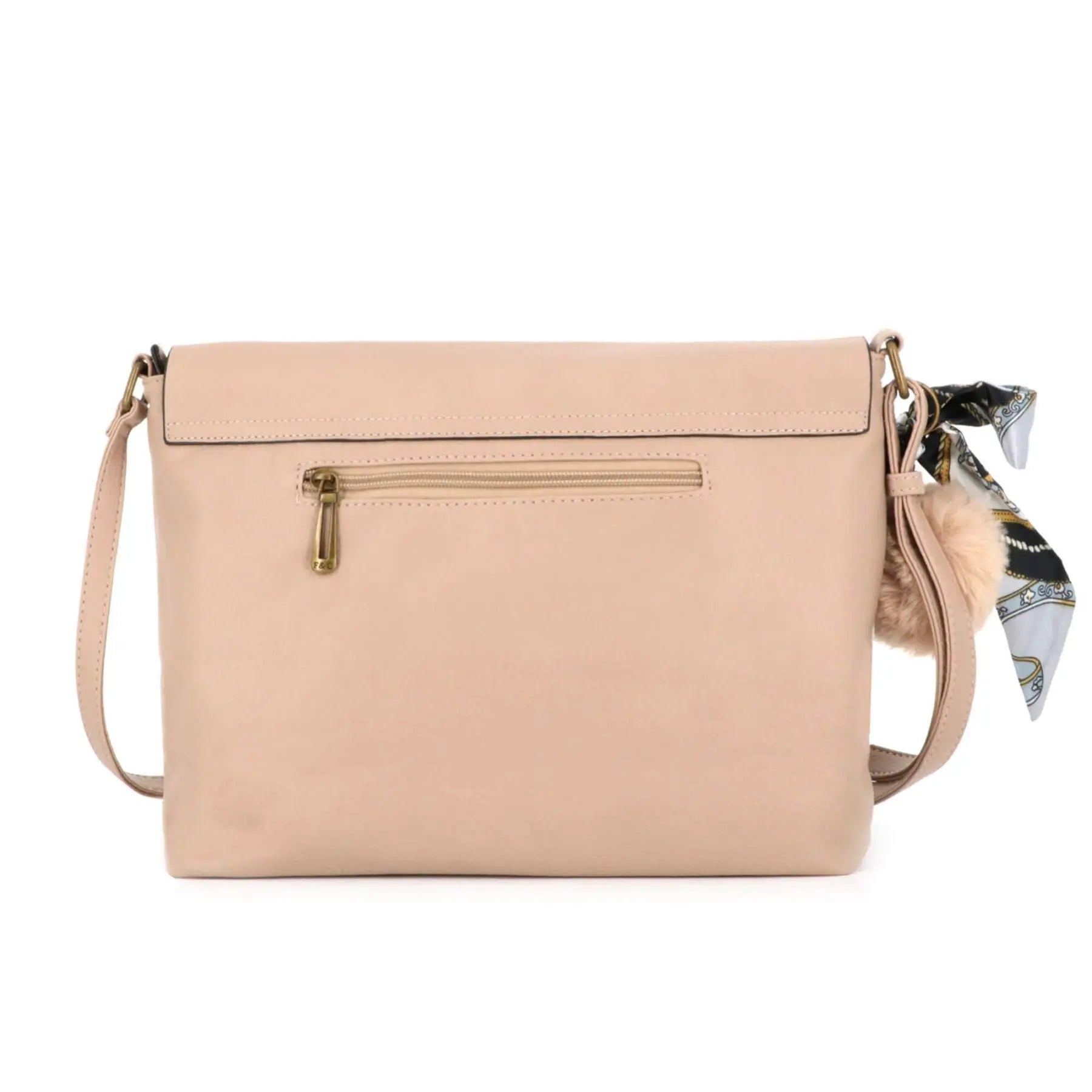 Flora & co Sac Bandoulière Souple Pompon Foulard beige