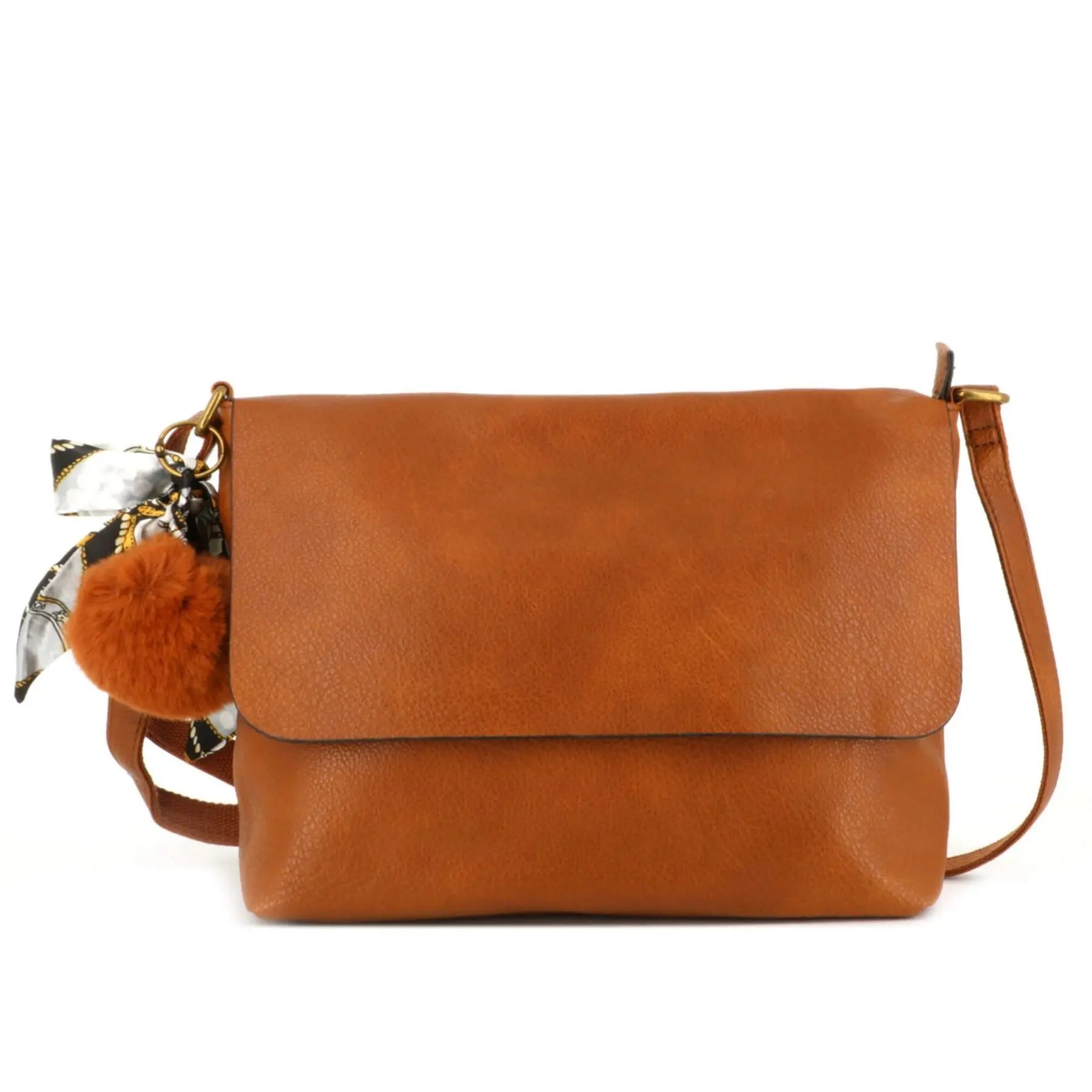Flora & co Sac Bandoulière Souple Pompon Foulard camel