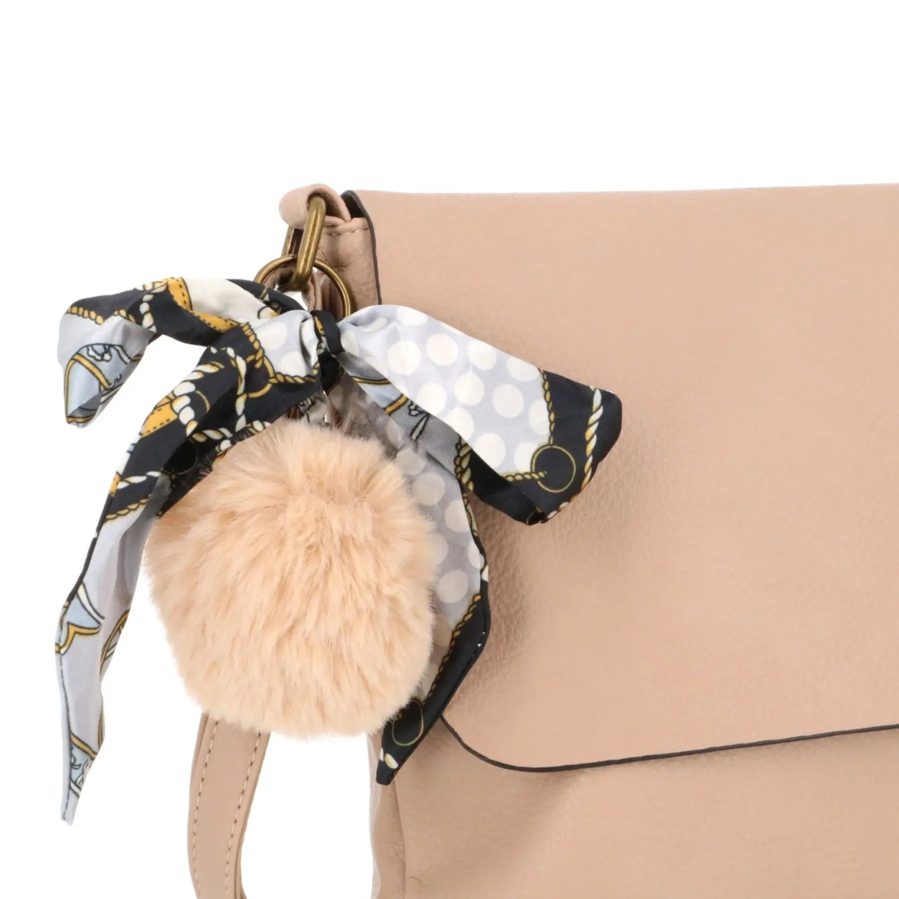 Flora & co Sac Bandoulière Souple Pompon Foulard beige