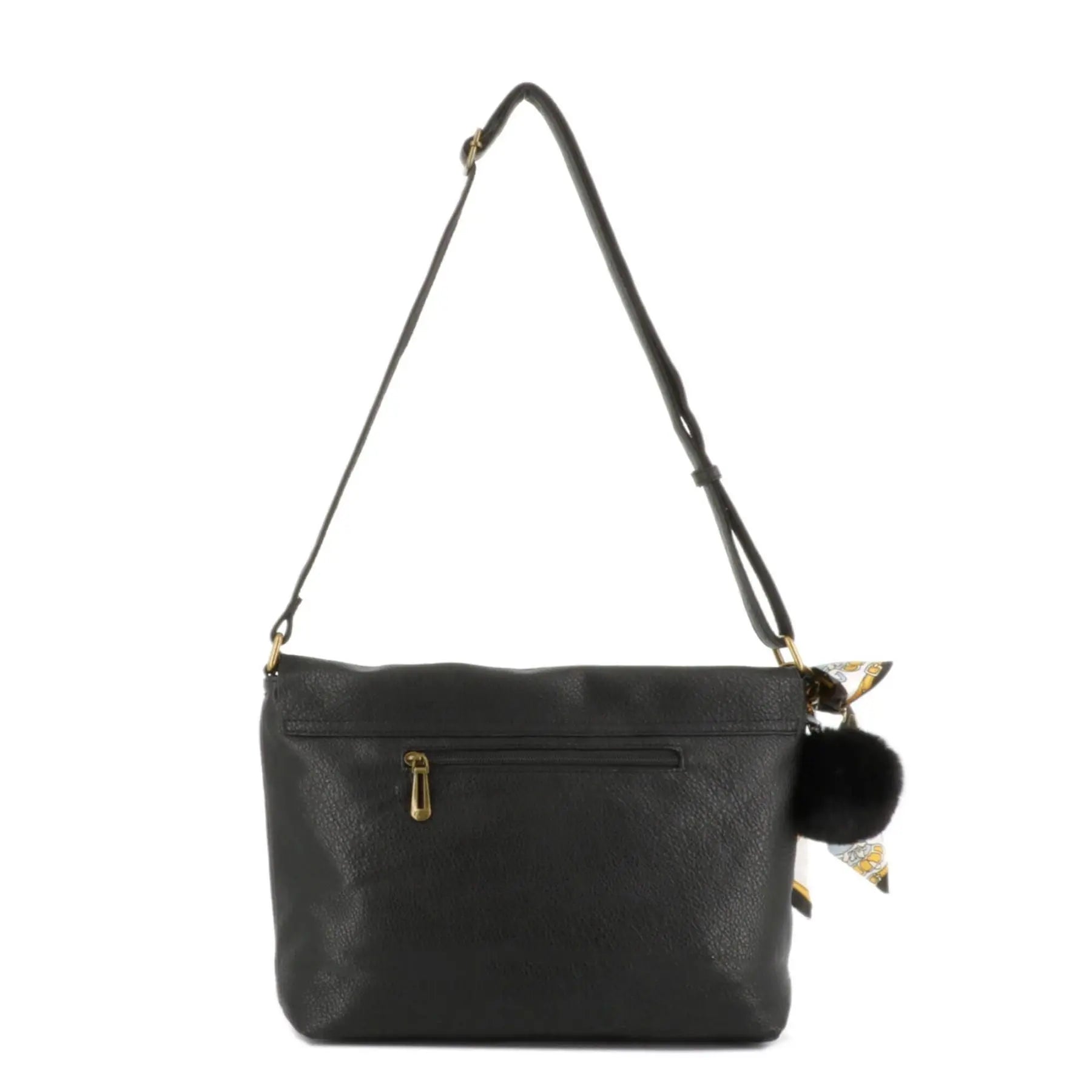 Flora & co Sac Bandoulière Souple Pompon Foulard noir
