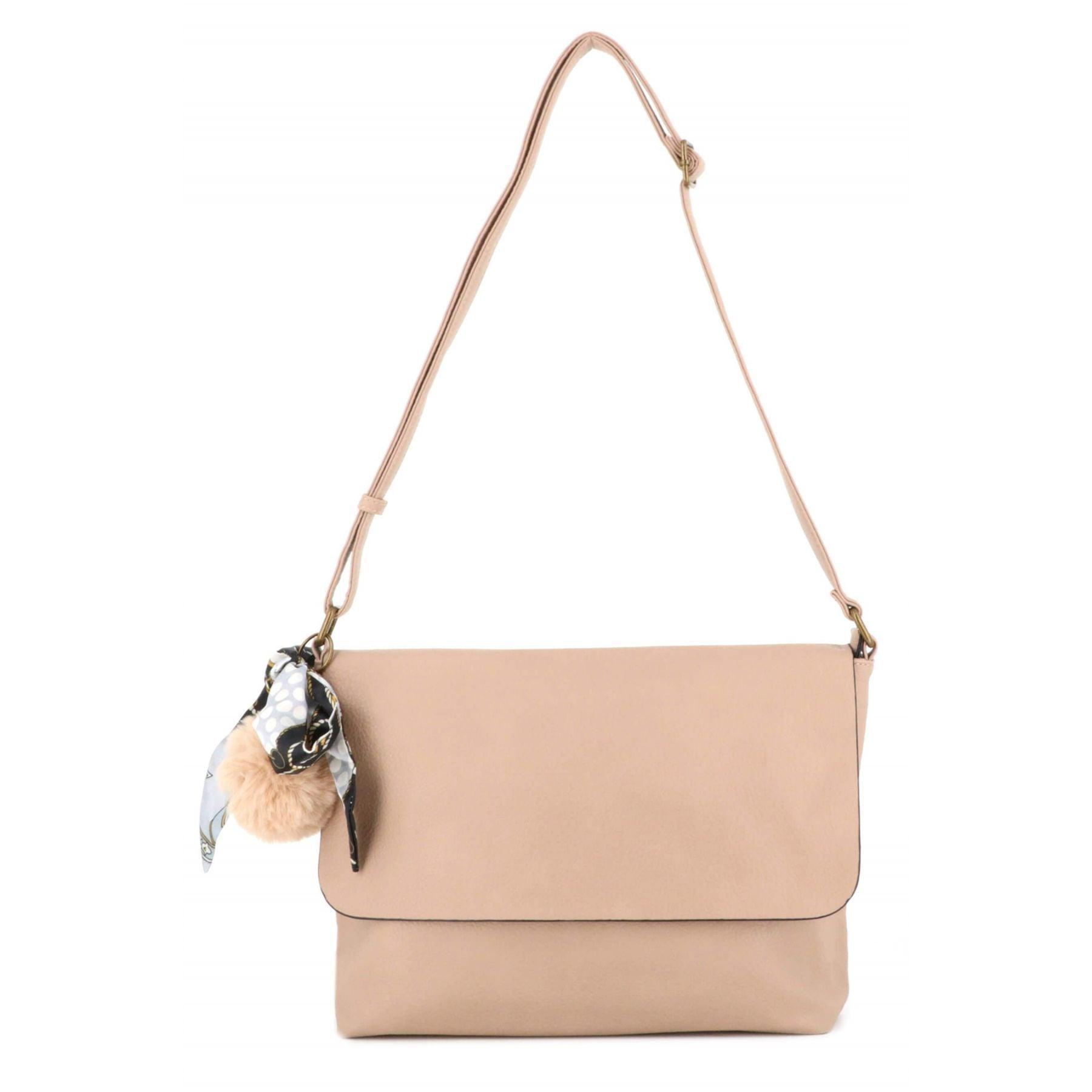 Flora & co Sac Bandoulière Souple Pompon Foulard Beige