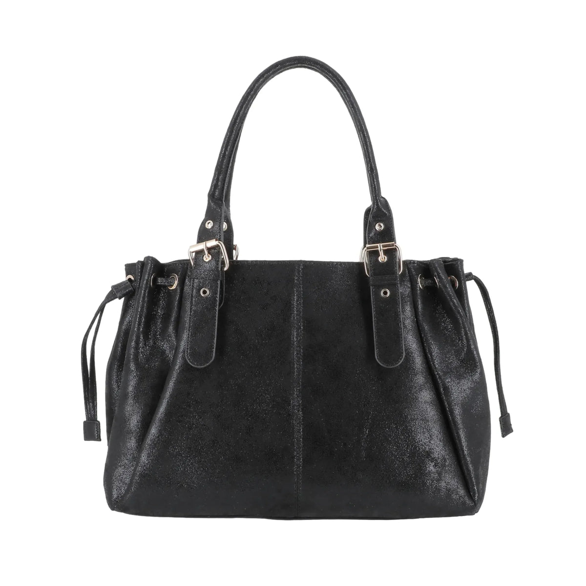 Vue principale du Sac Bowling Femme Suédine Lacet Irisé Noir en Simili cuir couleur NOIR.