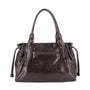 Vue 4 du Sac cabas bowling lacet similicuir lisse Chocolat en Synthetique couleur CHOCOLAT - Detail.