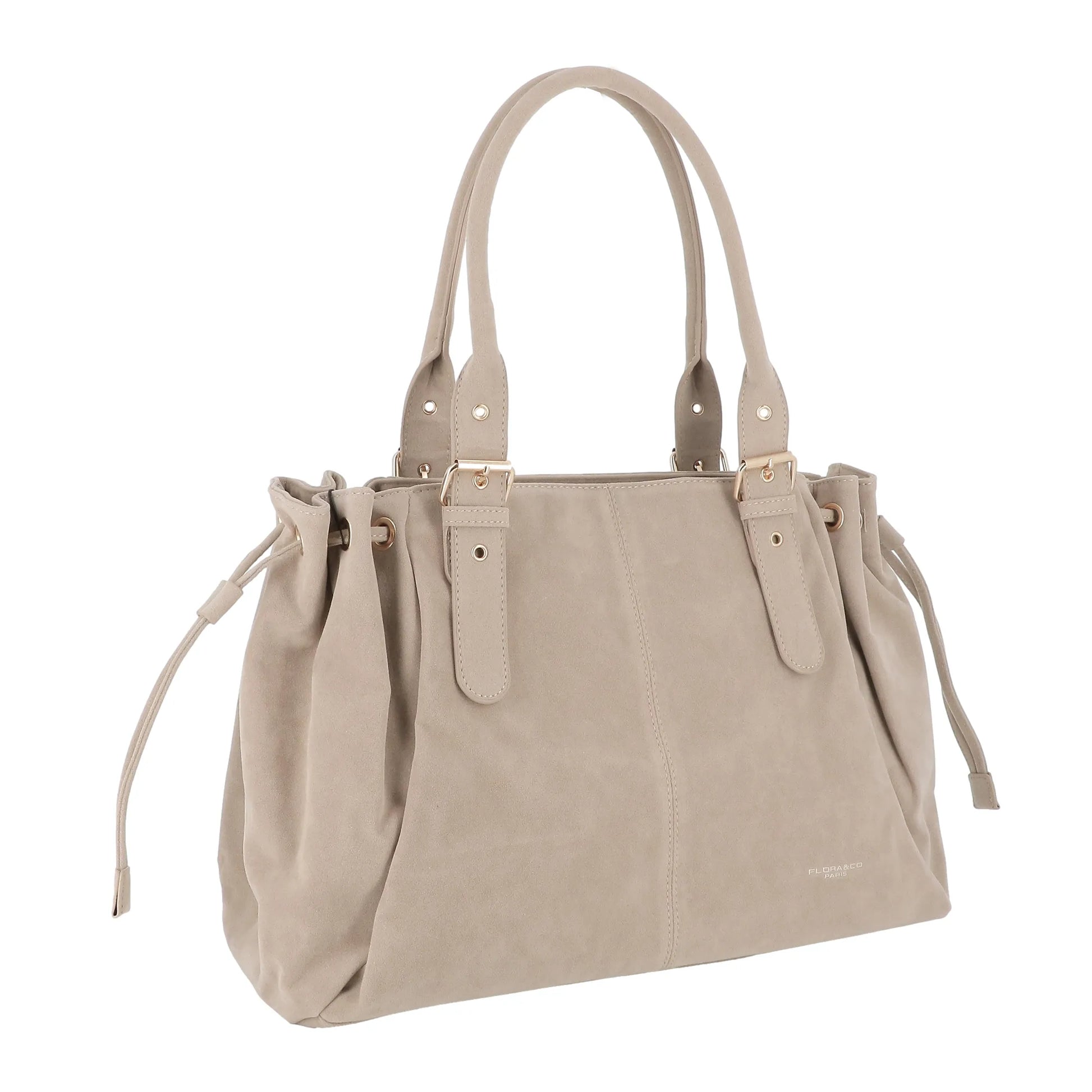 Vue 2 du Sac Cabas Bowling Lacet Suédé Beige en Synthetique couleur BEIGE - Détail.