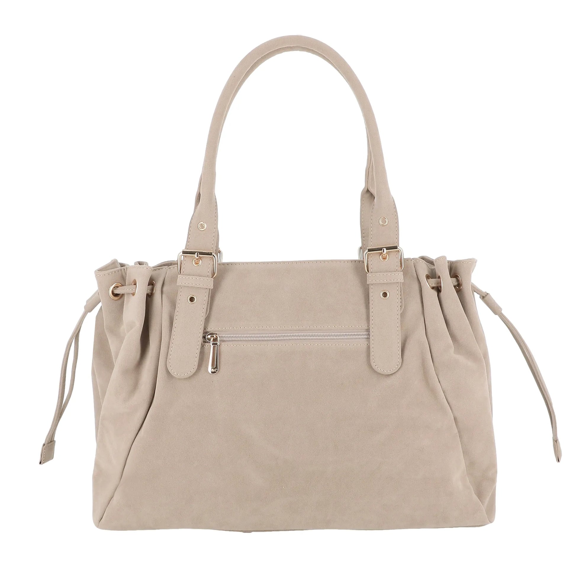 Vue 3 du Sac Cabas Bowling Lacet Suédé Beige en Synthetique couleur BEIGE - Détail.