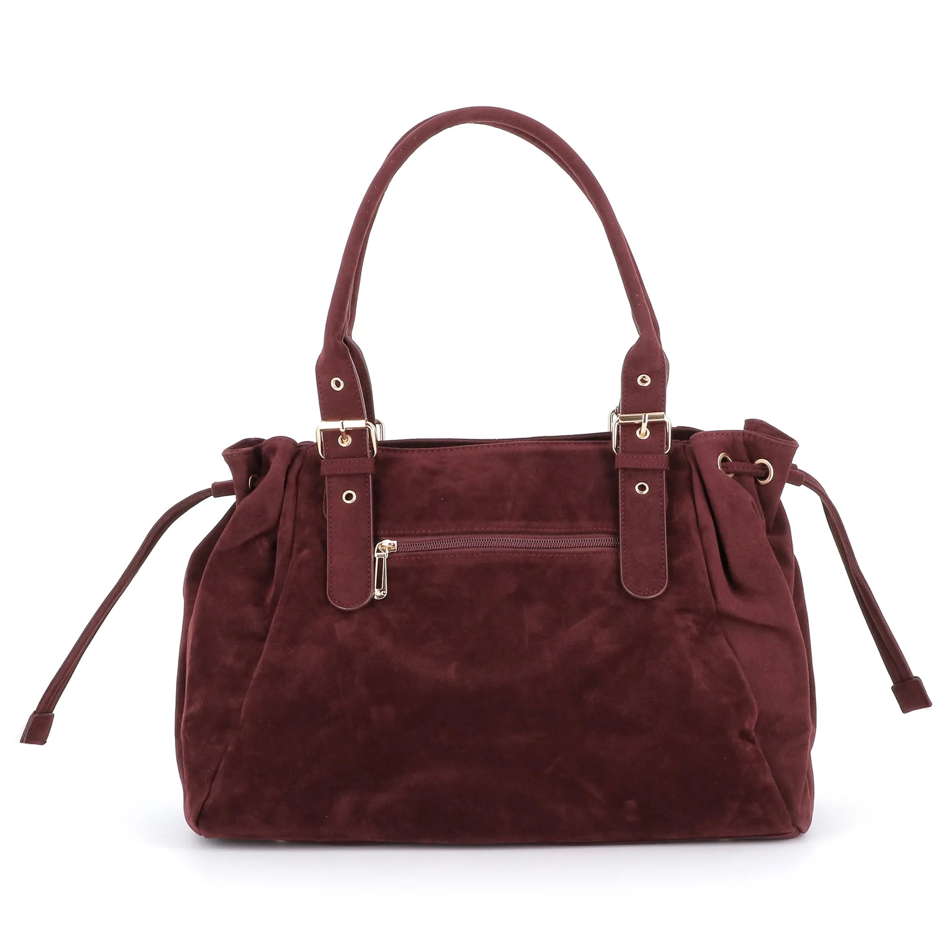 Vue 3 du Sac Cabas Bowling Lacet Suédé Bordeaux en Synthetique couleur BORDEAUX - Détail.