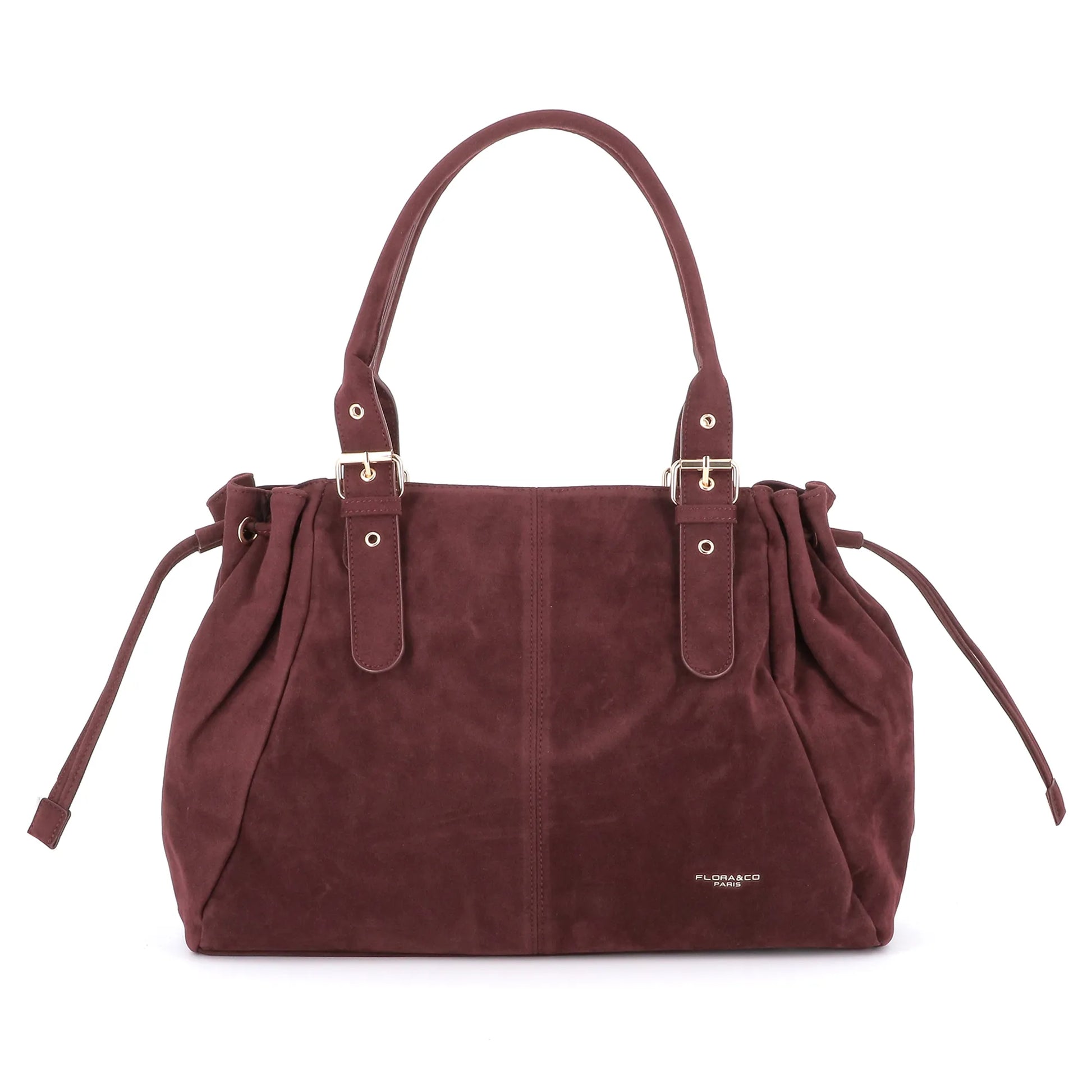 Vue principale du Sac Cabas Bowling Lacet Suédé Bordeaux en Synthetique couleur BORDEAUX.