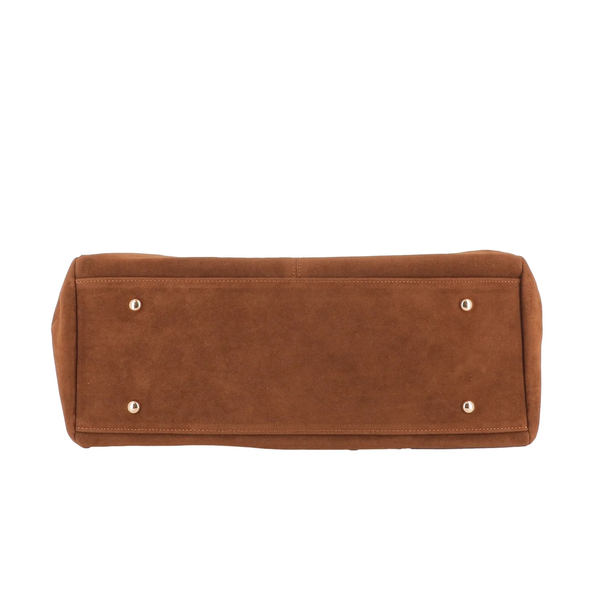 Vue 4 du Sac Cabas Bowling Lacet Suédé Camel en Synthetique couleur CAMEL - Détail.