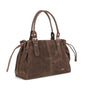 Vue 2 du Sac Cabas Bowling Lacet Suédé Chocolat en Synthetique couleur CHOCOLAT - Détail.