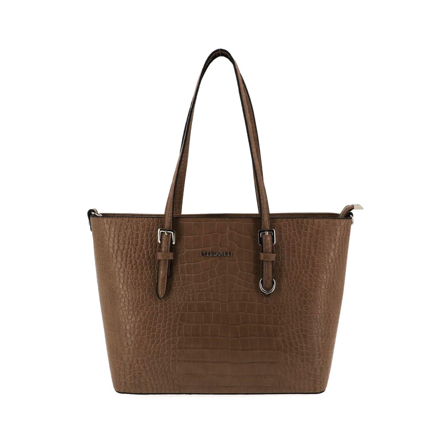 Flora & co Sac cabas croco format a4 similicuir TAUPE