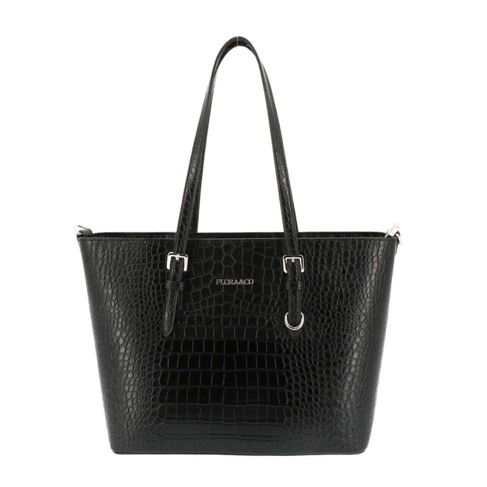 Flora & co Sac cabas croco format a4 similicuir NOIR