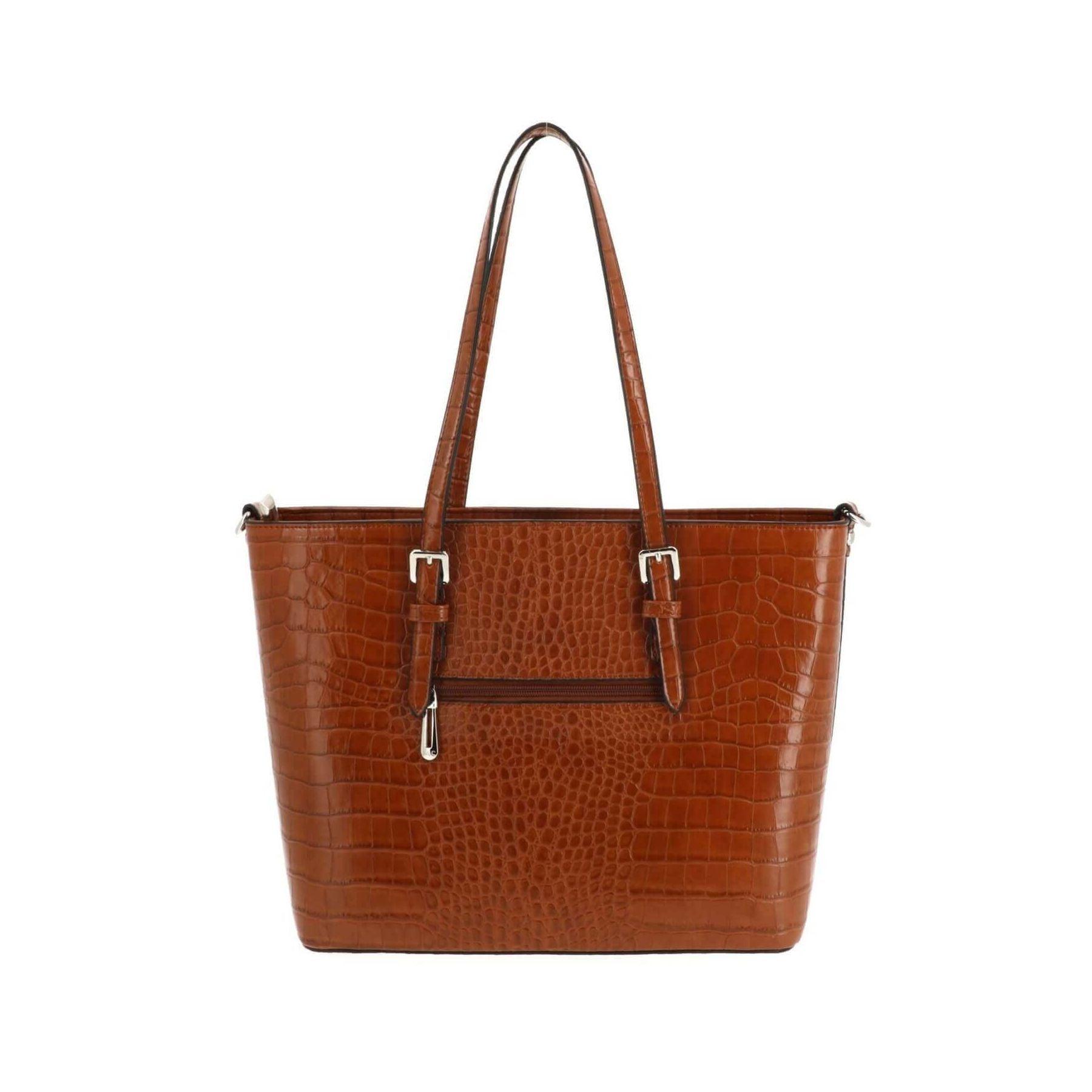 Flora & co Sac cabas croco format a4 similicuir CAMEL