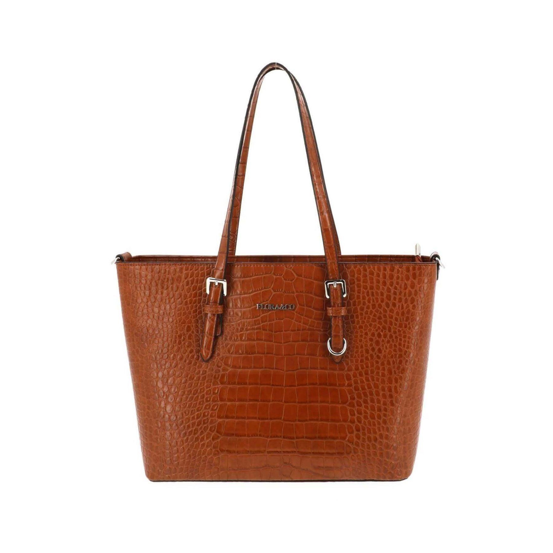 Flora & co Sac cabas croco format a4 similicuir CAMEL