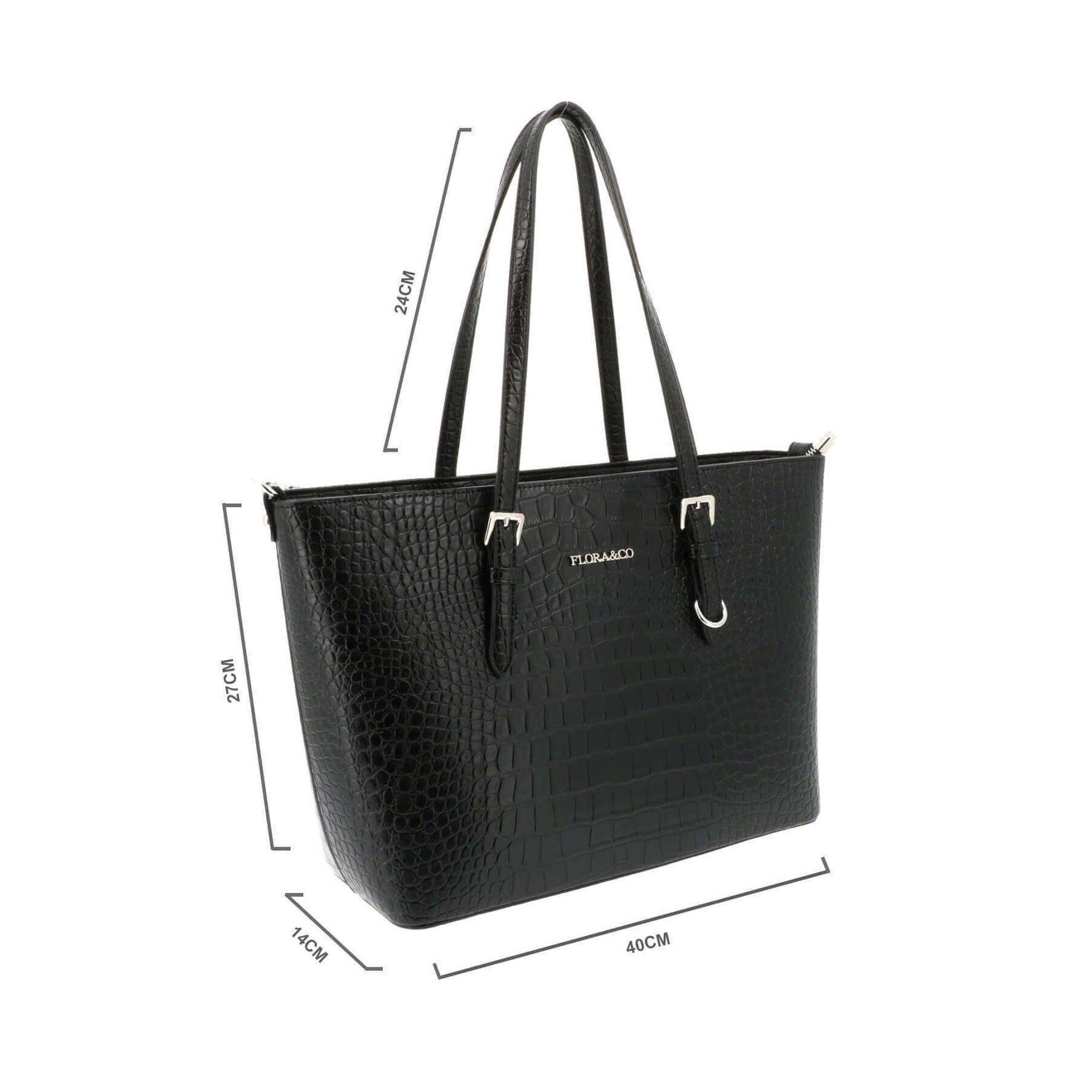 Flora & co Sac cabas croco format a4 similicuir NOIR