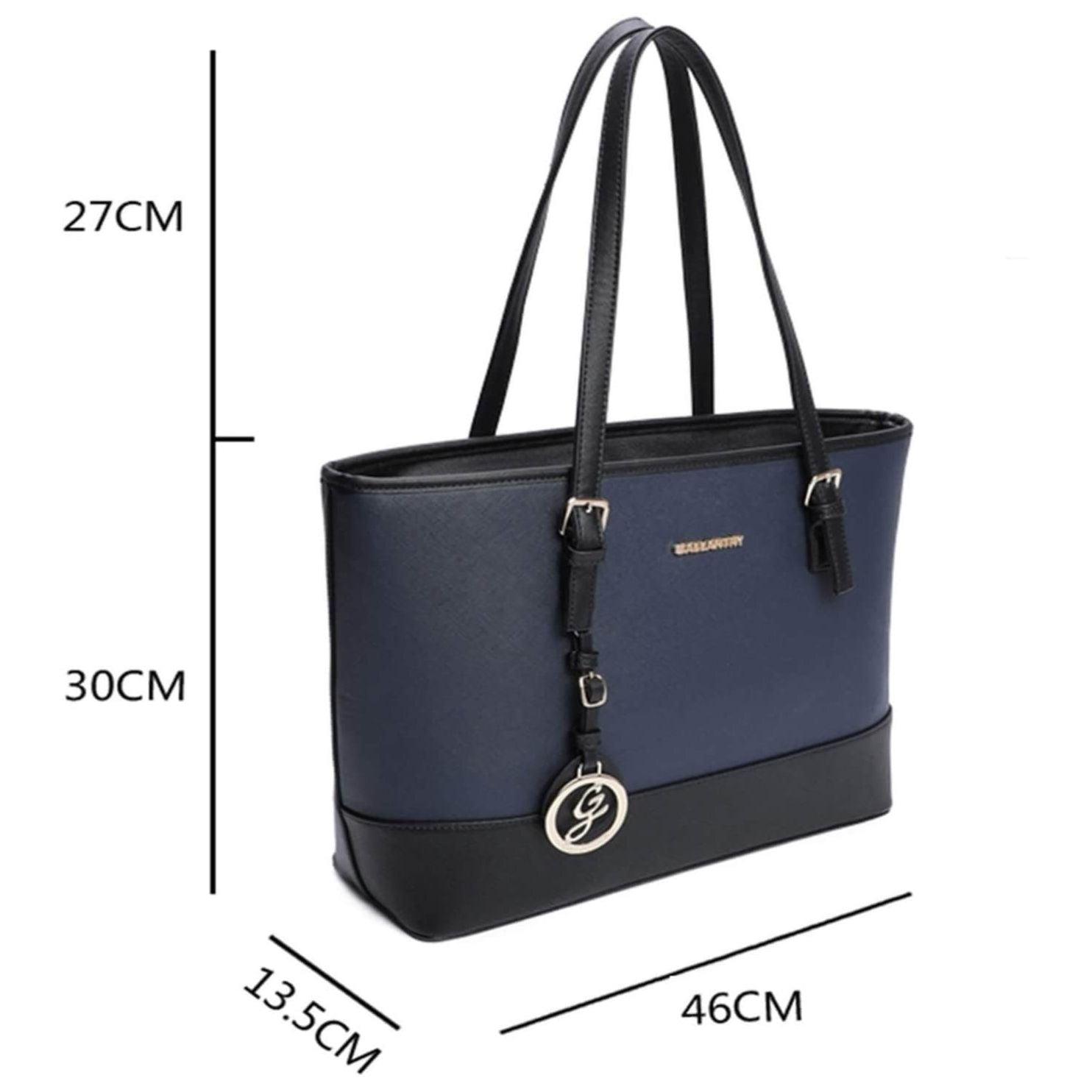 Gallantry sac cabas femmes bandes bicolore saffiano Bleu