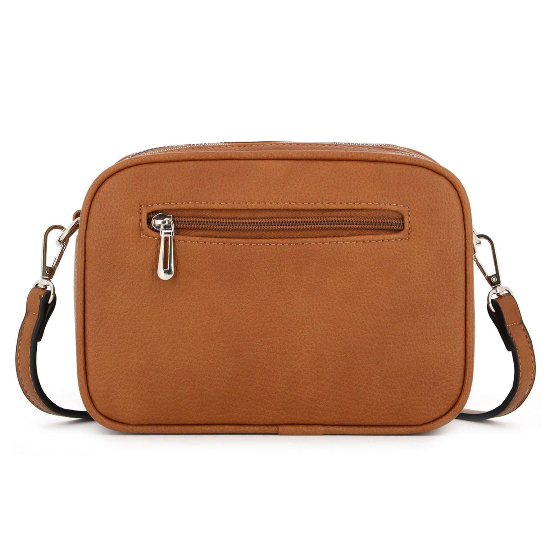 Flora & co Sac caméra bandoulière double zip frange Camel