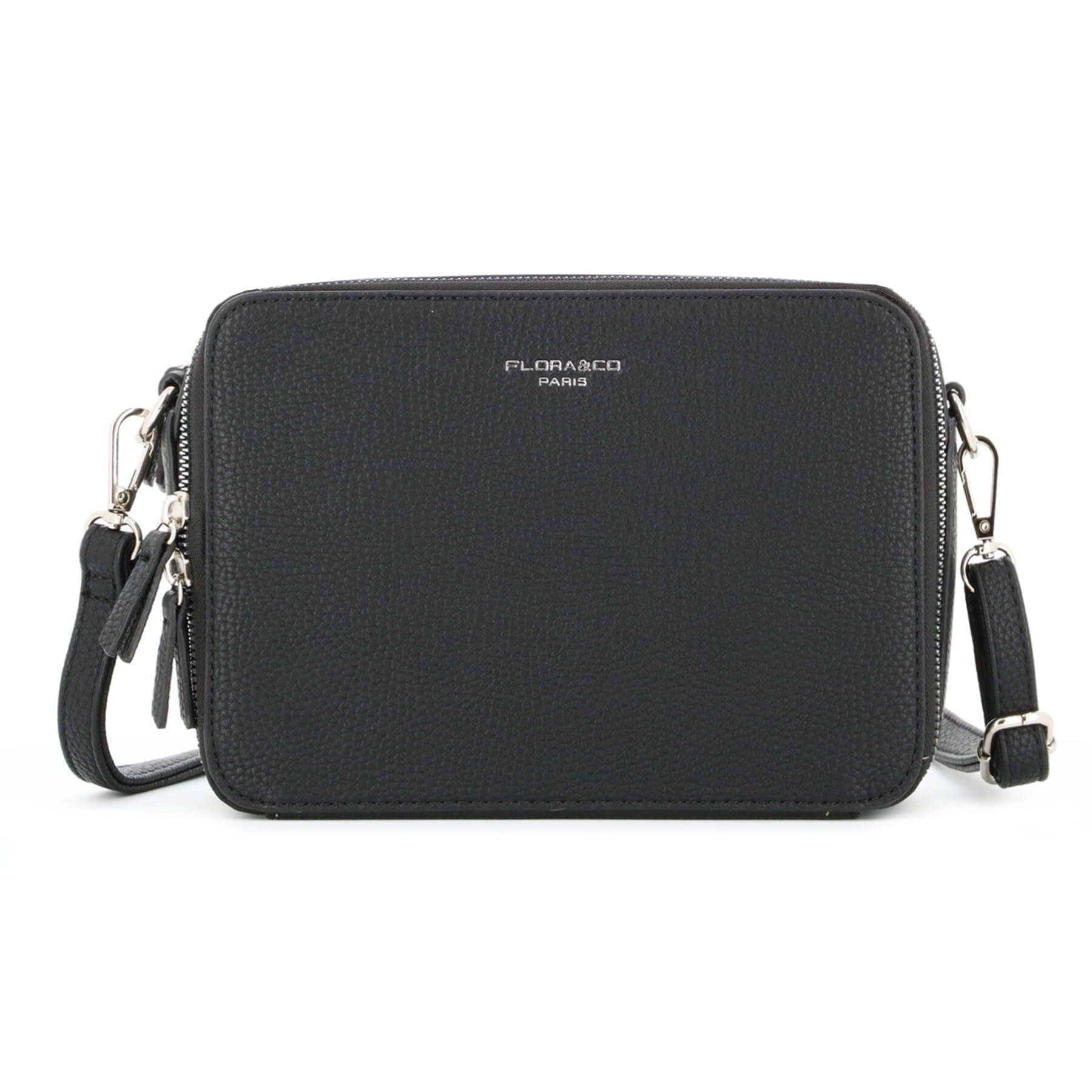 Flora & co Sac caméra bandoulière double zip Noir