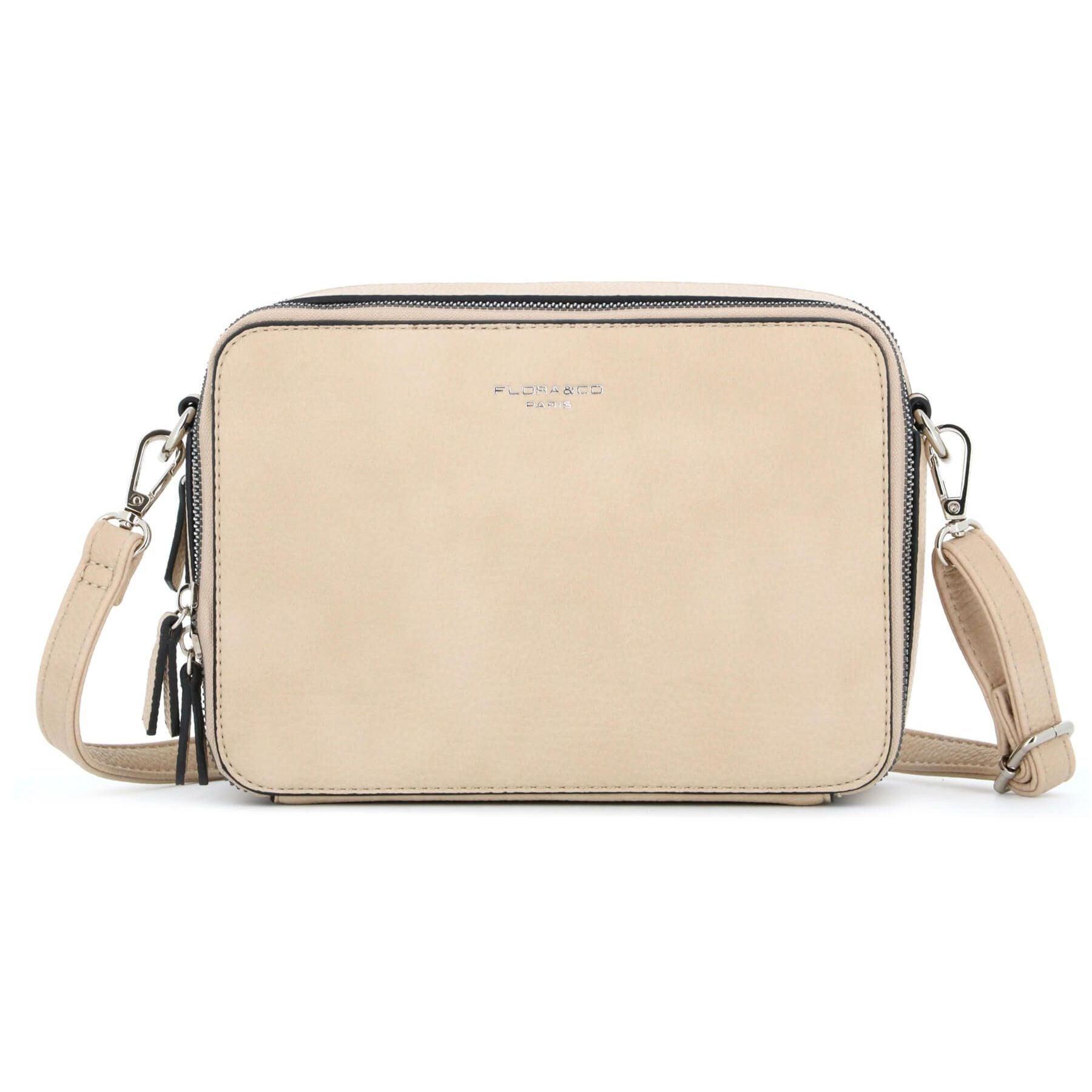 Flora & co Sac caméra bandoulière double zip Beige