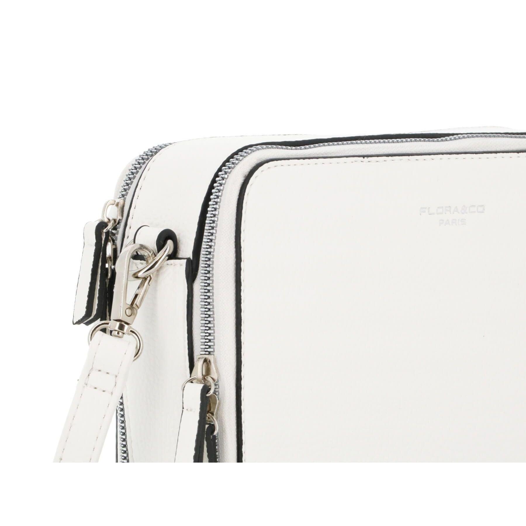 Flora & co Sac caméra bandoulière double zip Blanc