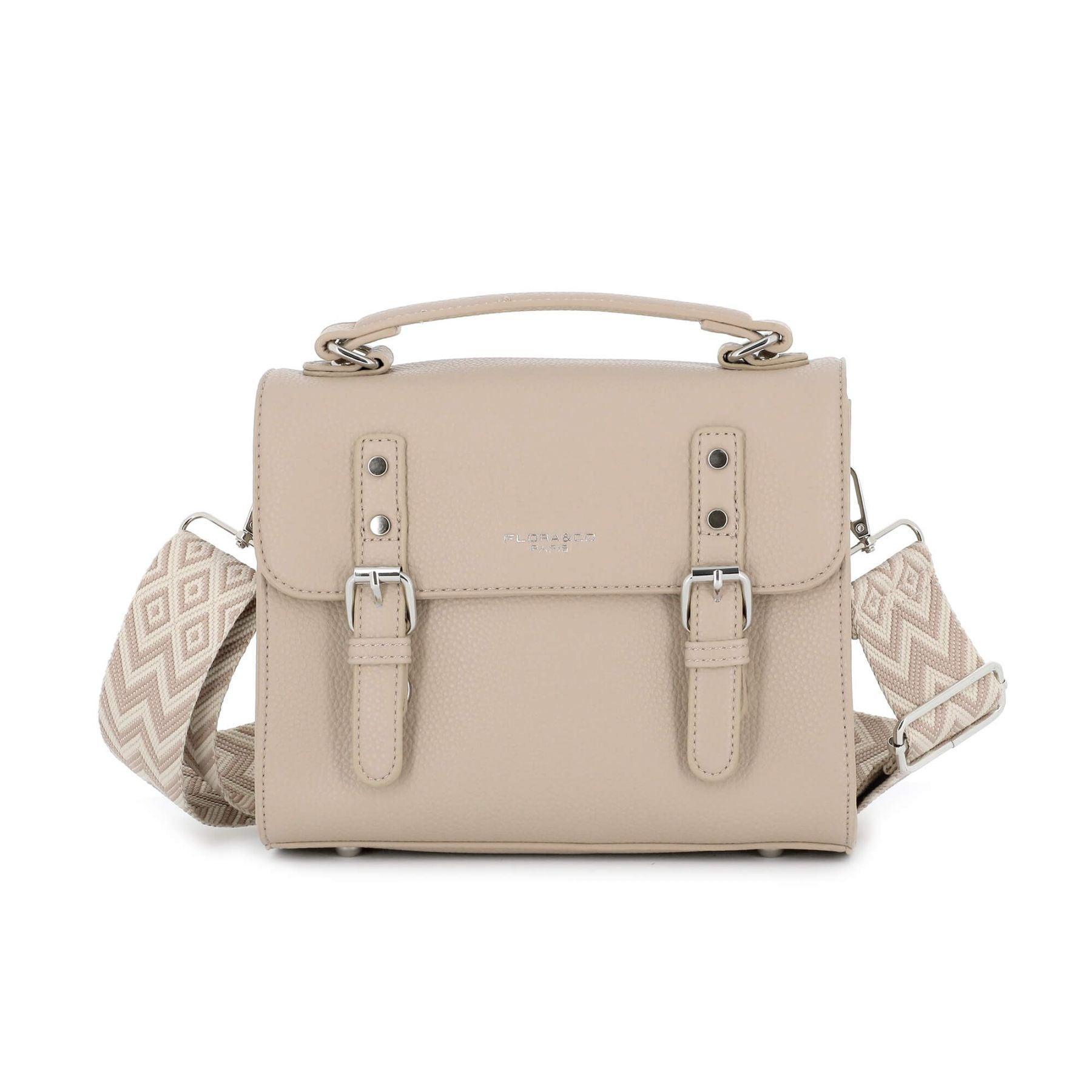 Flora & co Sac cartable bandoulière à broderie M Beige