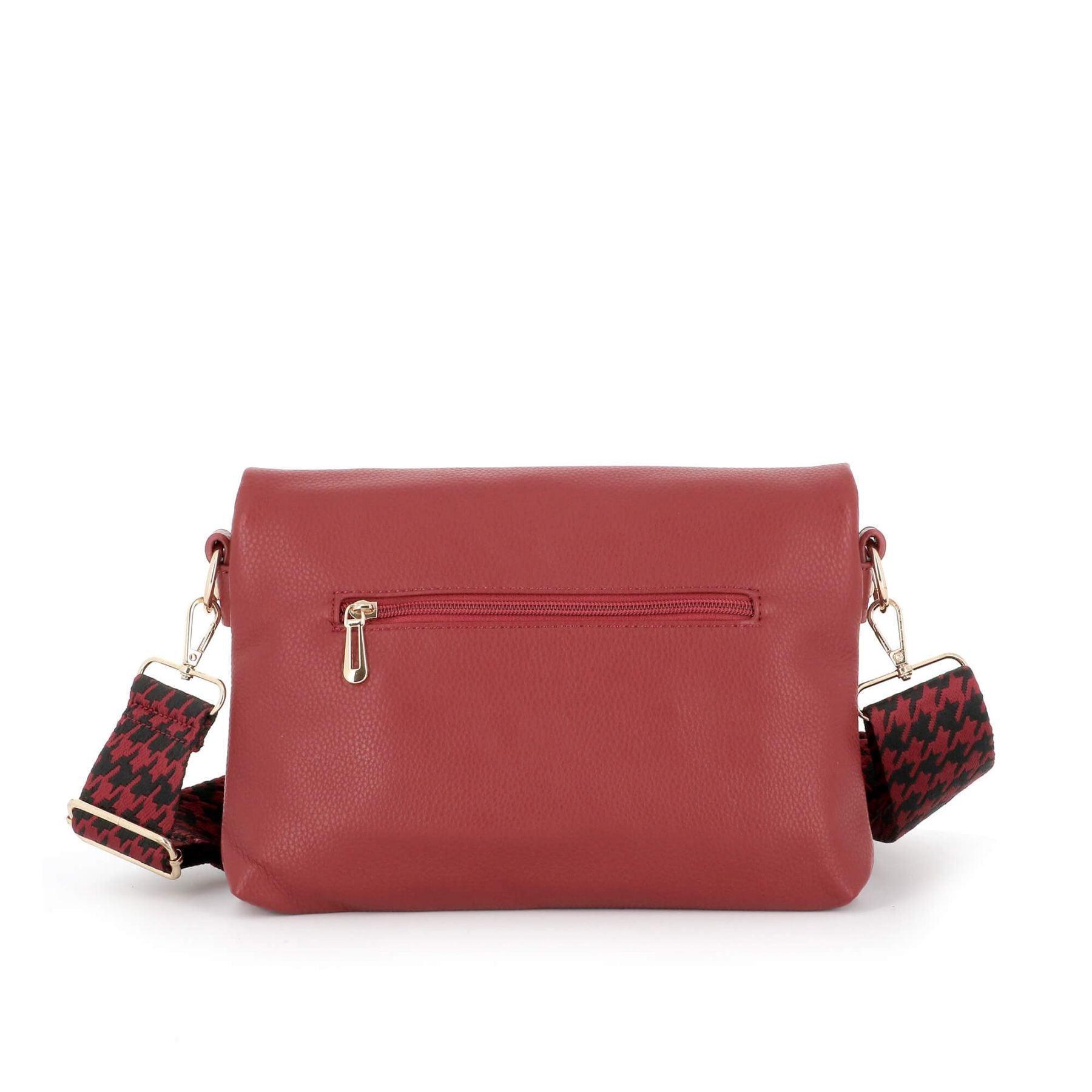 Flora & co sac double bandoulières rabat magnétique multipoches Rouge Foncé