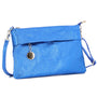 Made in Italy Pochette bandoulière cuir véritable irisé avec lanière Bleu