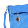 Made in Italy Pochette bandoulière cuir véritable irisé avec lanière Bleu