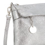 Made in Italy Pochette bandoulière cuir véritable irisé avec lanière Argent