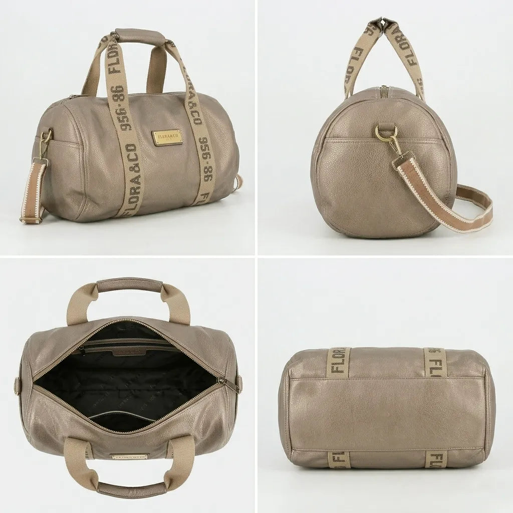 Vue 5 du Sac polochon sport voyage femme Taupe Métal en Synthétique couleur TAUPE METAL - Detail.