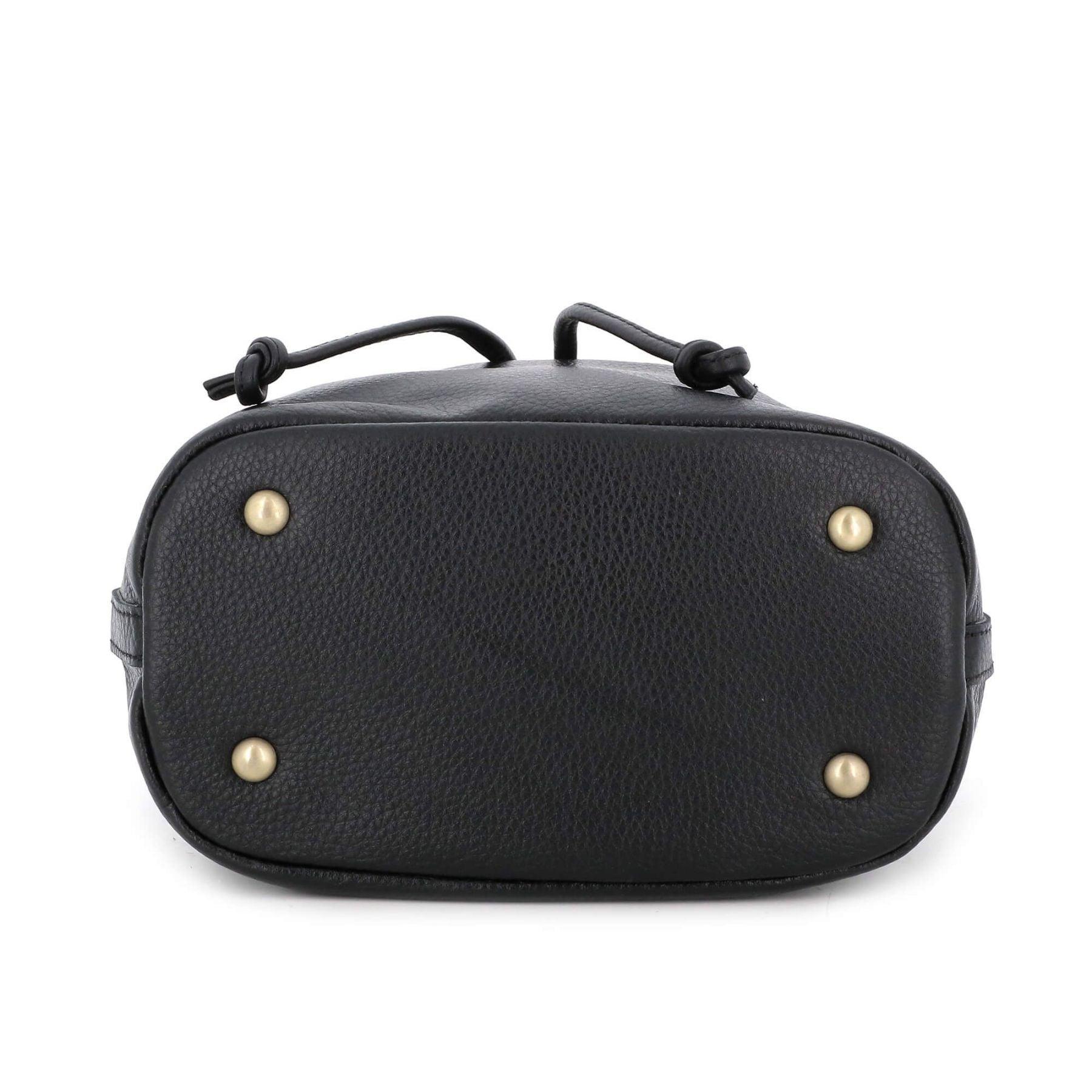 Made in Italy sac seau à bandoulière femme cuir véritable Noir