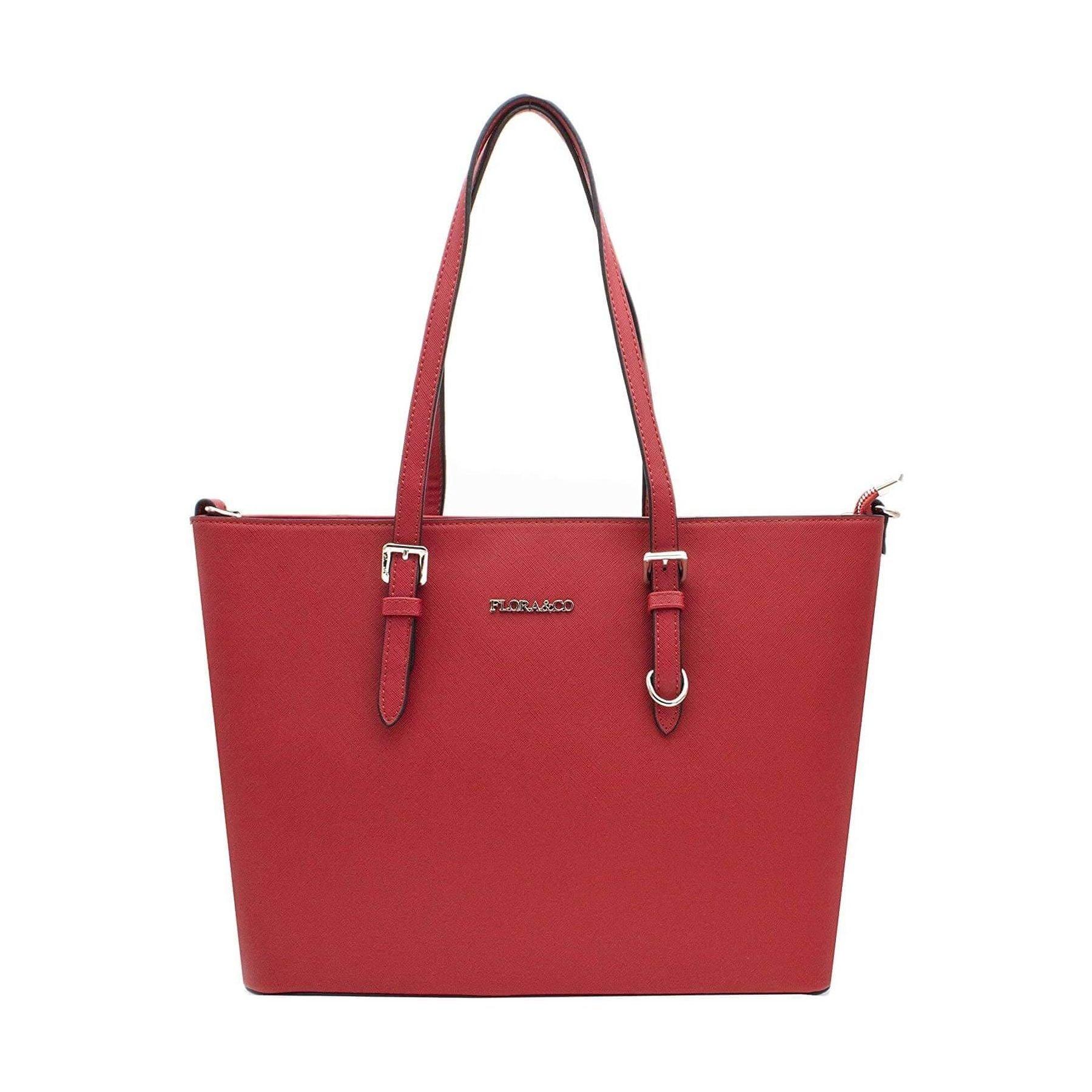 Flora & co Sac cabas femme classe saffiano format A4 ROUGE