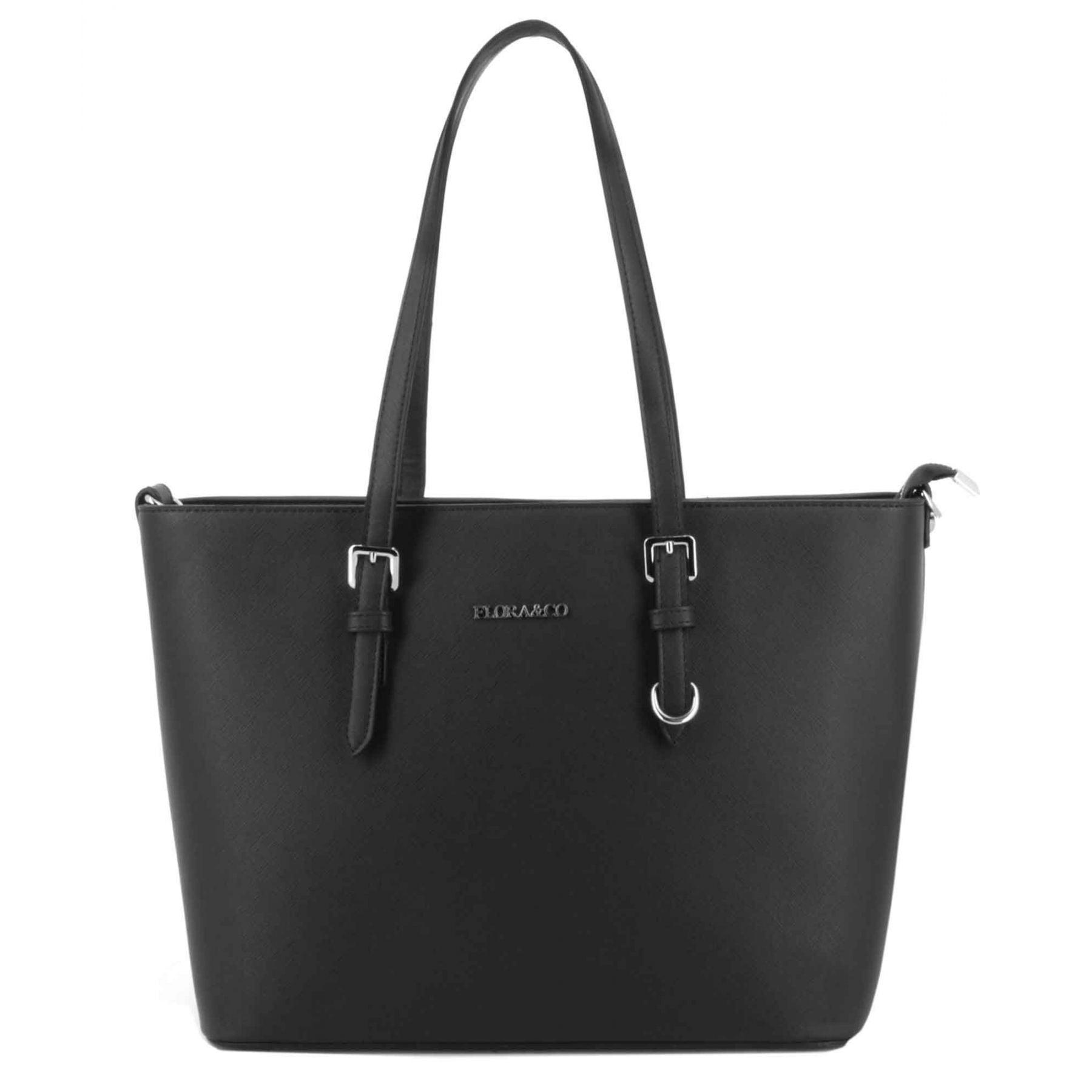 Flora & co Sac cabas femme classe saffiano format A4 NOIR