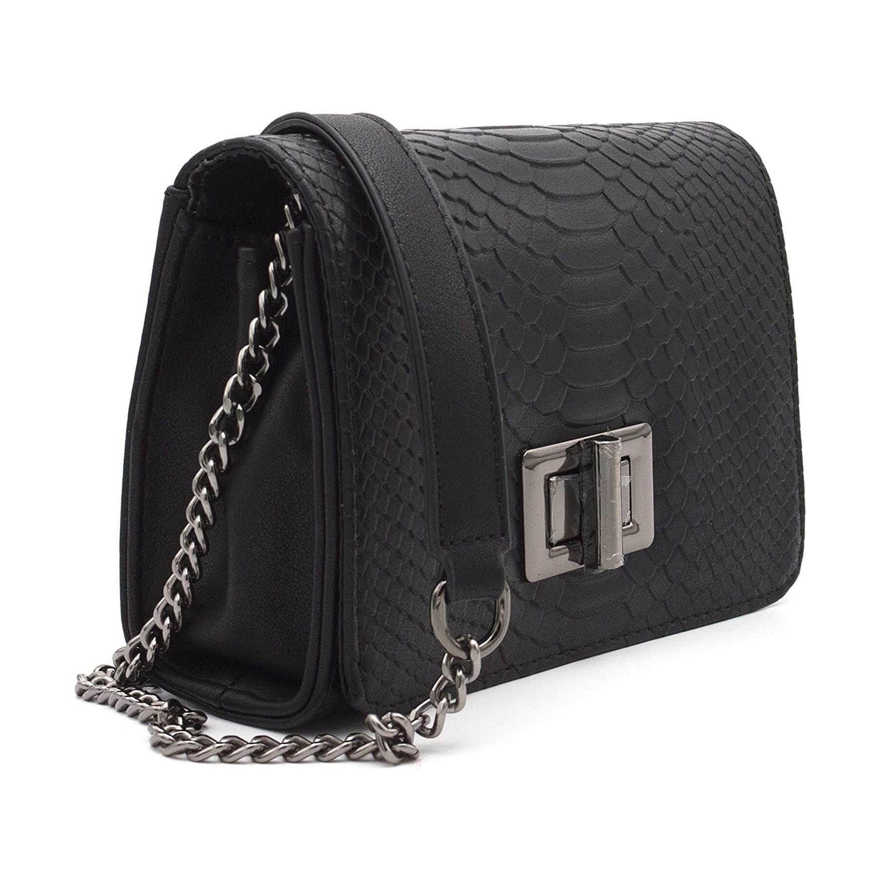 Gallantry petit sac bandoulière chaîne python Noir